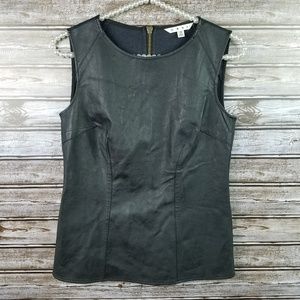 Cabi sleeveless tank top faux leather black size 0